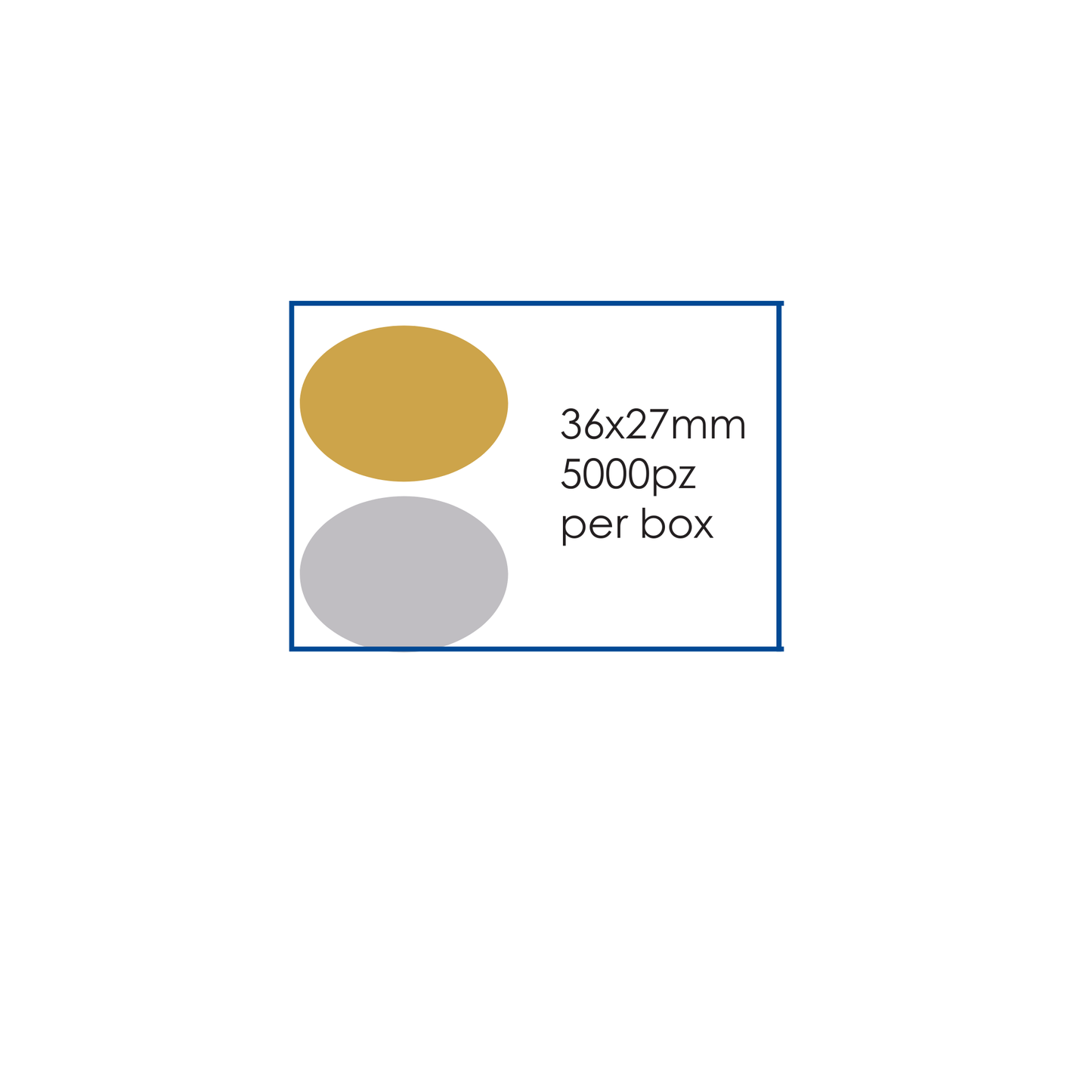 Box bollini/etichette tico A4 oro/argento 36x27mm 5000pz
