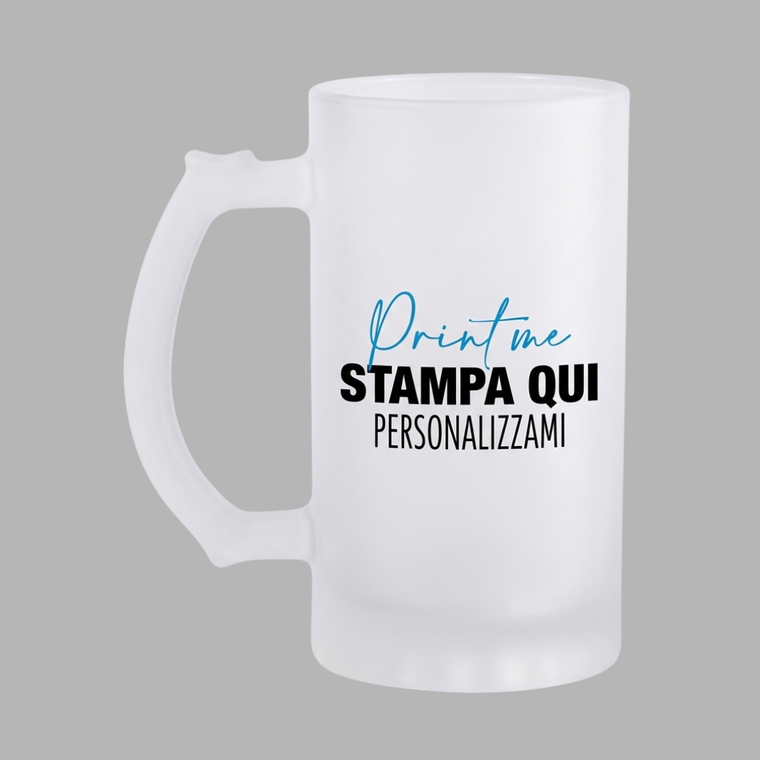 Boccale da Birra Personalizzato 500ml — Vetro Borosilicato Effetto Ghiaccio
